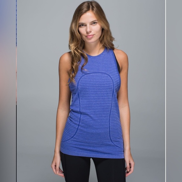 lululemon athletica Tops - Lululemon Run: Swiftly Tech Rugby Stripe Tonal Heathered Pigment Blue